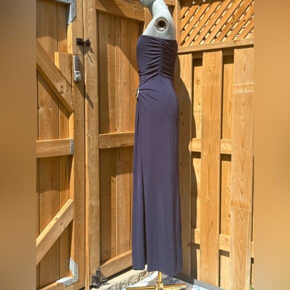 🆕 SIMKHAI 🧿 NWOT Emma Draped Jersey Bustier Midi Dress, Midnight Blue Sz US 4 - Picture 8 of 16